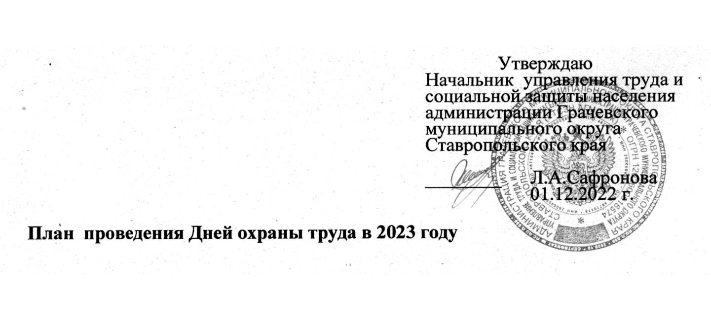 План проведения Дней охраны труда в 2023 году — УТСЗН АГМО СК